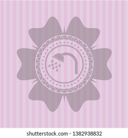 shower icon inside pink emblem. Vintage.