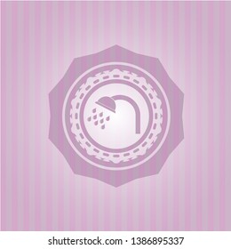 shower icon inside pink emblem. Retro