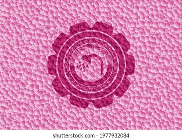 shower icon inside pink emblem with bubbles background. Vector Illustration. Detailed. 