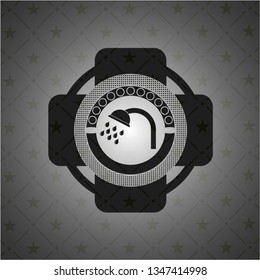 shower icon inside realistic black emblem