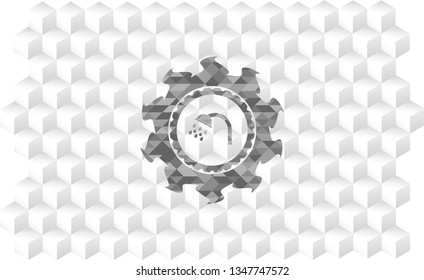 shower icon inside realistic grey emblem with cube white background
