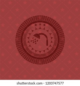 shower icon inside red icon or emblem