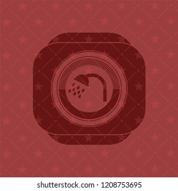 shower icon inside red emblem