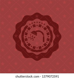 shower icon inside red emblem. Retro