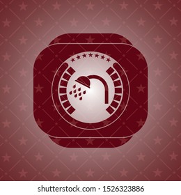 shower icon inside red emblem. Vintage.
