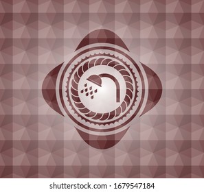 shower icon inside red emblem or badge with geometric pattern background. Seamless.