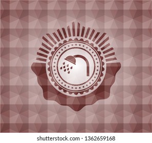 shower icon inside red seamless geometric emblem.