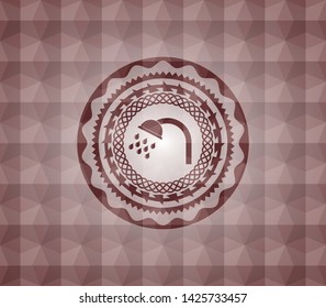 shower icon inside red seamless polygonal badge.