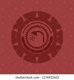 shower icon inside retro style red emblem