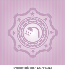 shower icon inside retro style pink emblem