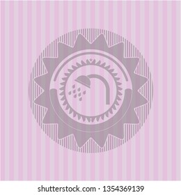 shower icon inside retro style pink emblem
