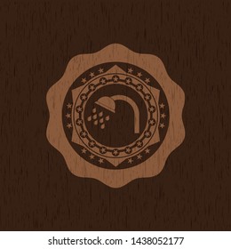 shower icon inside retro style wood emblem