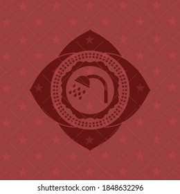icono de ducha dentro del emblema rojo estilo retro. 