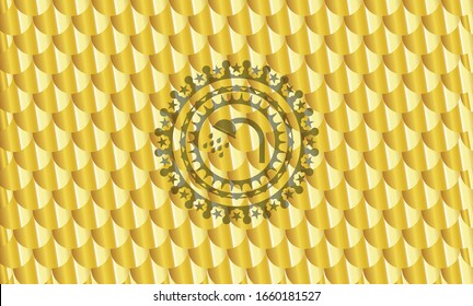Duschsymbol in glänzendem goldfarbenem Badge. Skaliert Muster. Vektorillustration Illustration. Detaillierte Angaben.