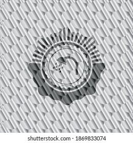 shower icon inside silver color badge. Scales pattern. Vector Illustration. Detailed. 