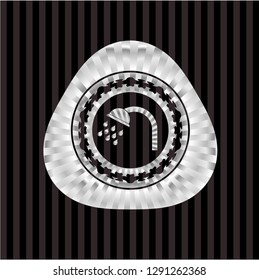 shower icon inside silver emblem
