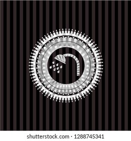 shower icon inside silvery badge or emblem