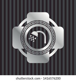shower icon inside silvery badge
