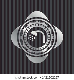 shower icon inside silvery emblem