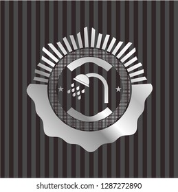 shower icon inside silvery shiny badge