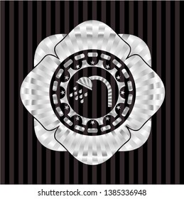 shower icon inside silvery shiny emblem