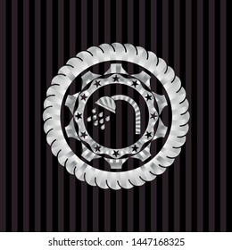 shower icon inside silvery shiny emblem