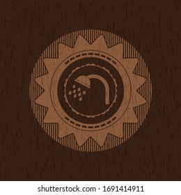 shower icon inside vintage wood emblem