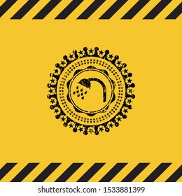 shower icon inside warning sign, black grunge emblem. Vector Illustration. Detailed.