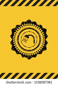 shower icon inside warning sign, black grunge emblem. Vector Illustration. Detailed.