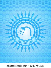 shower icon inside water representation style emblem.