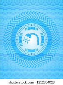 shower icon inside water wave emblem background.
