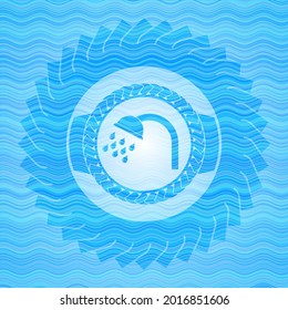 shower icon inside water wave representation style emblem. 