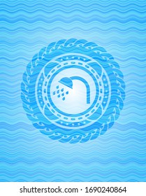 shower icon inside water wavec oncept emblem.