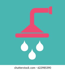 Shower icon isolated on green background. Vector illustrator. Flat design.