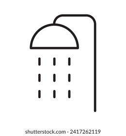 shower icon. Line vector icon on white background. High quality design element. Editable linear style stroke. Vector icon