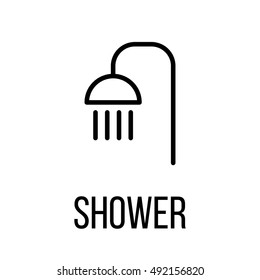 Shower icon or logo in modern line style. High quality black outline pictogram for web site design and mobile apps. Vector illustration on a white background. 