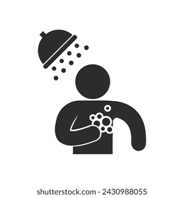 shower icon, man washes, vector isolated symbol