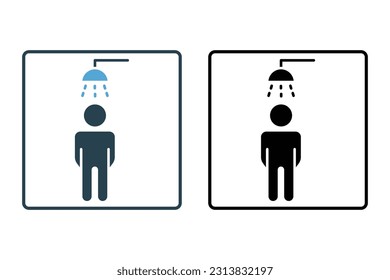 Shower icon. men showering. icon related to bathroom, hygiene. Solid icon style design. Simple vector design editable