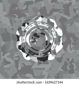 shower icon on grey camo texture