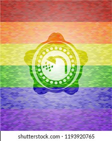 shower icon on mosaic background with the colors of the LGBT flag