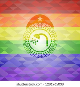 shower icon on mosaic background with the colors of the LGBT flag