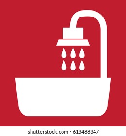 Shower icon on red background