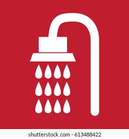 Shower icon on red background