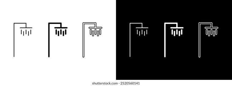 Duschsymbol auf weißem und schwarzem Hintergrund. Eine Reihe von Symbolen.