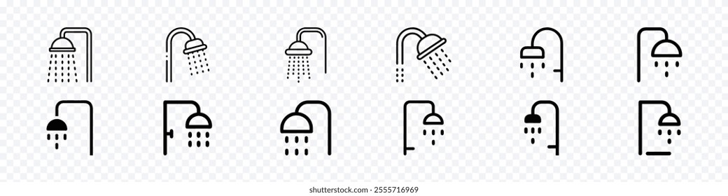 Shower icon, Shower Icon Perfect for Bathroom and Hygiene, Hotel shower bathroom service icon, bath icons, Bath icon set vector illustration