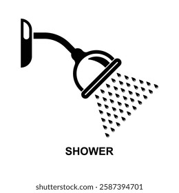 Shower icon. A shower is a place in which a person bathe under a spray of typically warm or hot water isolated on background vector illustration