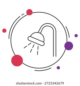 Icono de la ducha, experiencia refrescante de la bañera, spa moderno del cuarto de baño, ritual diario de la frescura, Vector