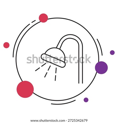 Shower Icon, Refreshing Bath Experience, Modern Bathroom Spa, Daily Freshness Ritual, vector