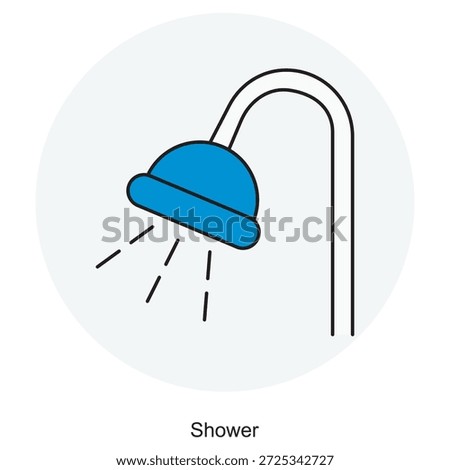 Shower Icon, Refreshing Bath Experience, Modern Bathroom Spa, Daily Freshness Ritual, vector