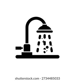 Shower Icon Representing Bathing, Hygiene, and Water Flow